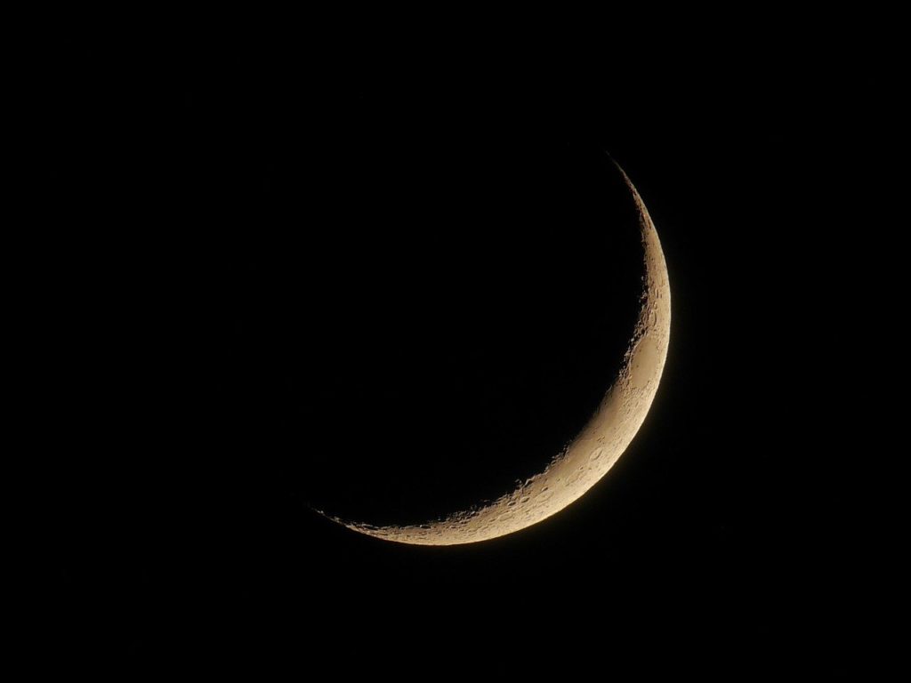 moon, crescent, night