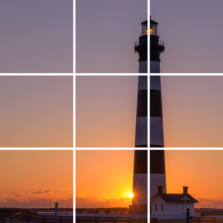 rule of thirds in photography with the lighthouse at Cape Hateras as the subject