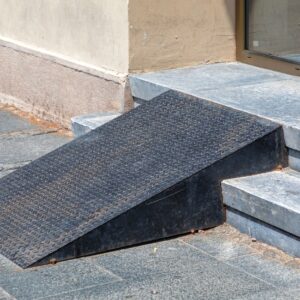 wheelchair ramp on steps of a building