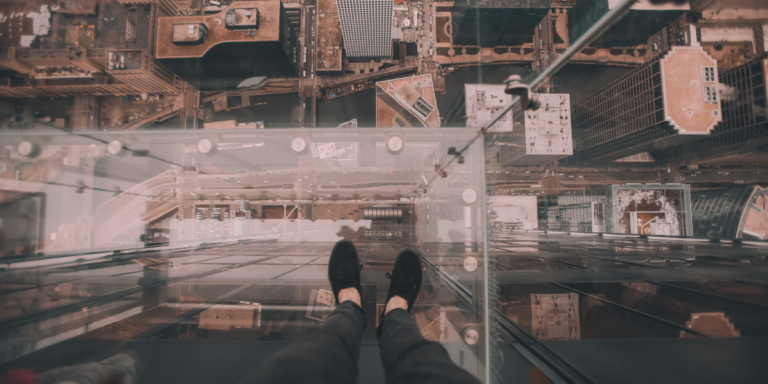 looking down from the top of the sears tower in chicago