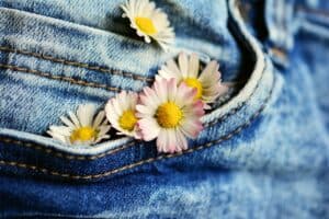 pocket, daisy, jeans-