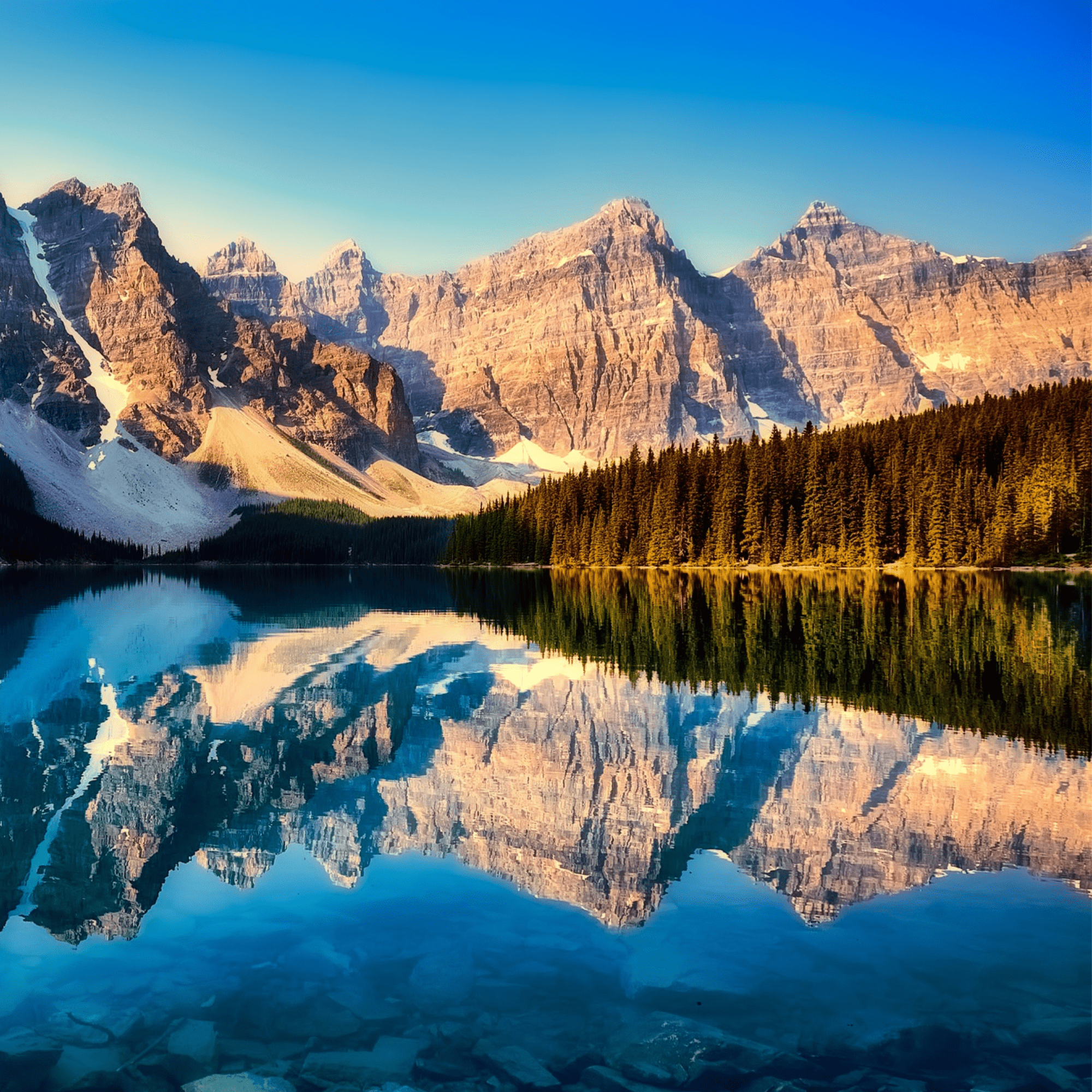 Crystal lake with mountains