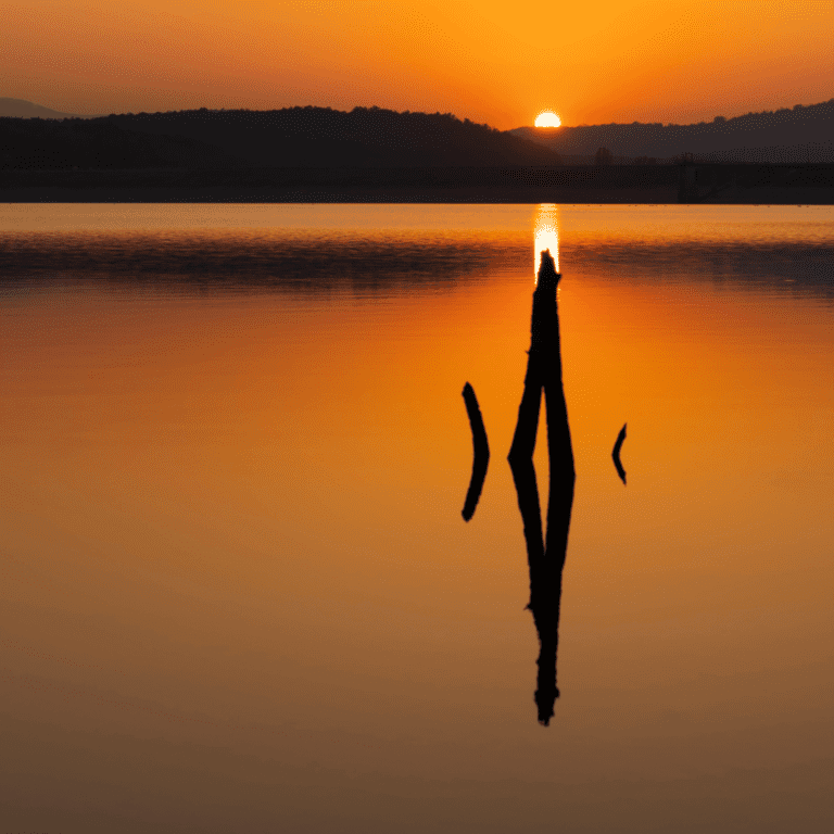 sunset, golden hour, lake